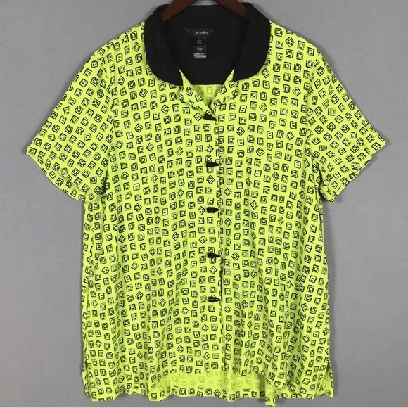 Ali Miles Plaid Print Wire Collar 3/4 Cinched Tie Sleeve Woven Tunic, Sz: Large - Picture 1 of 9